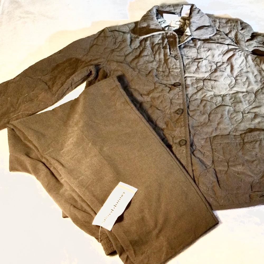 Vintage Alfred Dunner Chocolate Brown Velvety-Soft Pants & Quilted Jacket